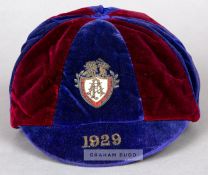 Football Association representative cap awarded for the Tour to South Africa and Rhodesia in 1929,