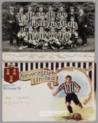 A b & w Newcastle United FC team postcard, circa 1905, featuring Frank G Watt, the Newcastle