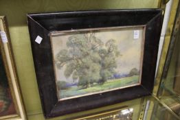 'Rural Landscape with Trees' watercolour, signed.