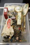 A quantity of bijouterie, dressing table set etc.