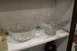 Two cut glass bowls.