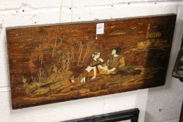 An Indian inlaid wood panel.