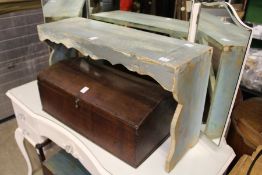 A painted pine bench seat.