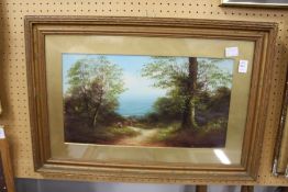 'Figures on a Rural Path' oil.