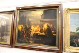 Continental school 'A Fish Market' oil on canvas.