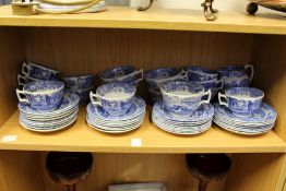 A quantity of Spode Italian pattern blue and white tea cups coffee cups, saucers, plates etc.