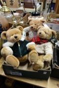 Two Harrod's Christmas Teddy bears and a House of Fraser Teddy Bear.