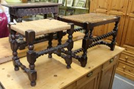 Two oak stools.