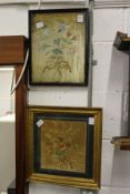 Two late 19th century silk floral pictures, framed and glazed.