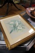 A set of four prints depicting birds.