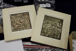 Two embossed silver Greek Christmas cards.