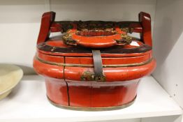 A Chinese painted wood food box.