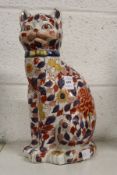 A large Imari pottery cat.
