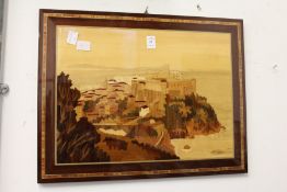 Decorative inlaid wood picture.