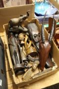 African carved wood figures etc.