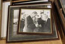 Three photographic prints depicting sailing ships at Cowes and a photographic print of the Duke of