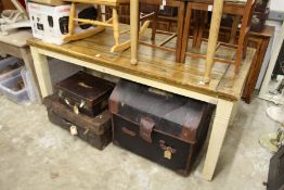 A good hardwood and painted pine kitchen table.