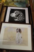 Two prints depicting dogs.