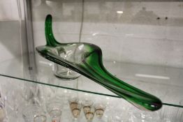 A large stylish glass dish.