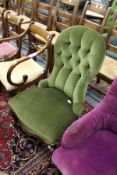 A Victorian button upholstered nursing chair.