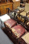 Three Victorian lyre back dining chairs.