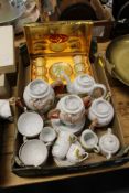 Japanese tea services and a continental boxed set of six cups and saucers.