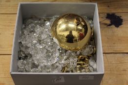 Cut glass chandelier fittings.