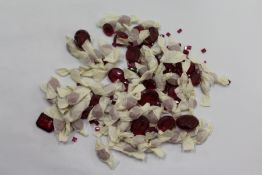 Loose ruby gemstones.
