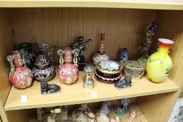 Various decorative china, glass and other ornamental items.