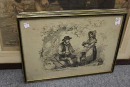 A set of three prints to include 'The Woodcutter' and two others.