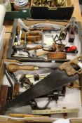 A good collection of woodworking tools by Buck and Hickman, a Disston hand saw, Draper spokeshave