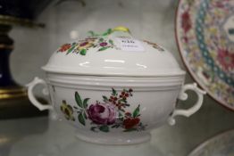 A Vienna porcelain floral decorated twin handled bowl and cover.