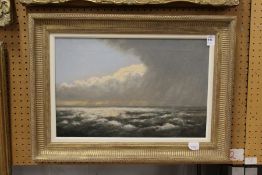 'Moody Seascape' oil on canvas, in a decorative frame.