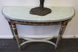 A decoratively painted pine console table.