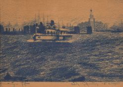 A pair of prints of port scenes, 5.5
