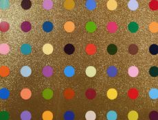 Damien Hirst, (B. 1965), untitled gold gift spot, framed screenprint in colours, gold glitter/