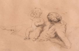 John Henry Dowd (1883-1956) British, An etching of a mother and child, signed in pencil, 4