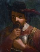 19 century European school, a study of a Cavalier, oil on board, 4