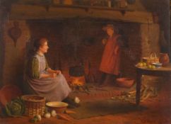 Henry Edward Spernon Tozer (1864-1955) British, scene of a country cottage interior with figures