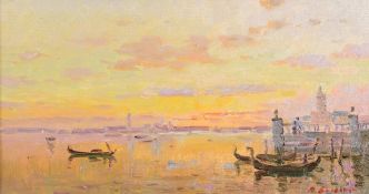 Vladimir Belsky (b.1949) Russian, 'Venetian Sunset', signed oil on board, 7.5