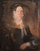 19th century English school, a portrait of a Lady, oil on canvas, unframed, A/F, 30