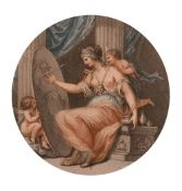 Two 19th century, coloured engravings in verre eglomise frames, 7