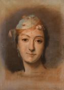 After Maurice Quinten de la Tour, A head study of a lady, pastel, signed, 17