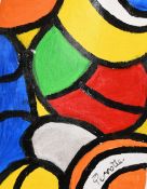 Perrotte,(20th century) French, abstract composition, oil on unstretched canvas, signed 13