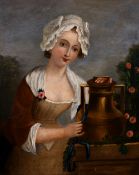19th century English school, Portrait of a lady with an urn, oil on canvas, 21