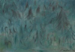 20th Century School. An Abstract Composition in Blue, Indistinctly Signed and Dated, Oil on