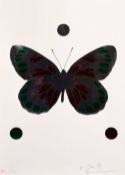 Damien Hirst, (B. 1965), metallic butterfly, framed print, signed in pencil 'For John', numbered