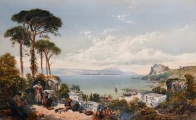Thomas Miles Richardson II (1813-1890) British, An Italian landscape with resting figures and