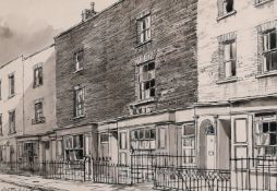 Geoffery Scowcroft Fletcher (1923-2004) British, 'Knox Street, Marylebone', ink drawing,signed, 8.5