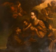 17th century Spanish school, The presentation of Christ, oil on canvas, 42